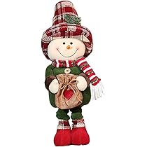 クリスマス☆アマビエちゃん&スノーマン Xmasドール 千鳥柄 スノーマンM 全長約20cm｜アミブルージュ